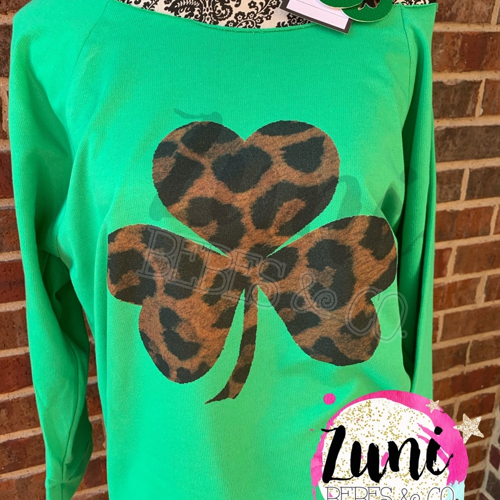 Leopard shamrock sweater